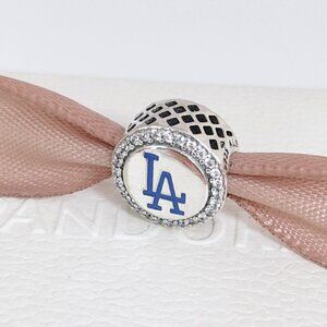 Pandora Los Angeles Dodgers Baseball Team Logo Bead Charm S925 Silver